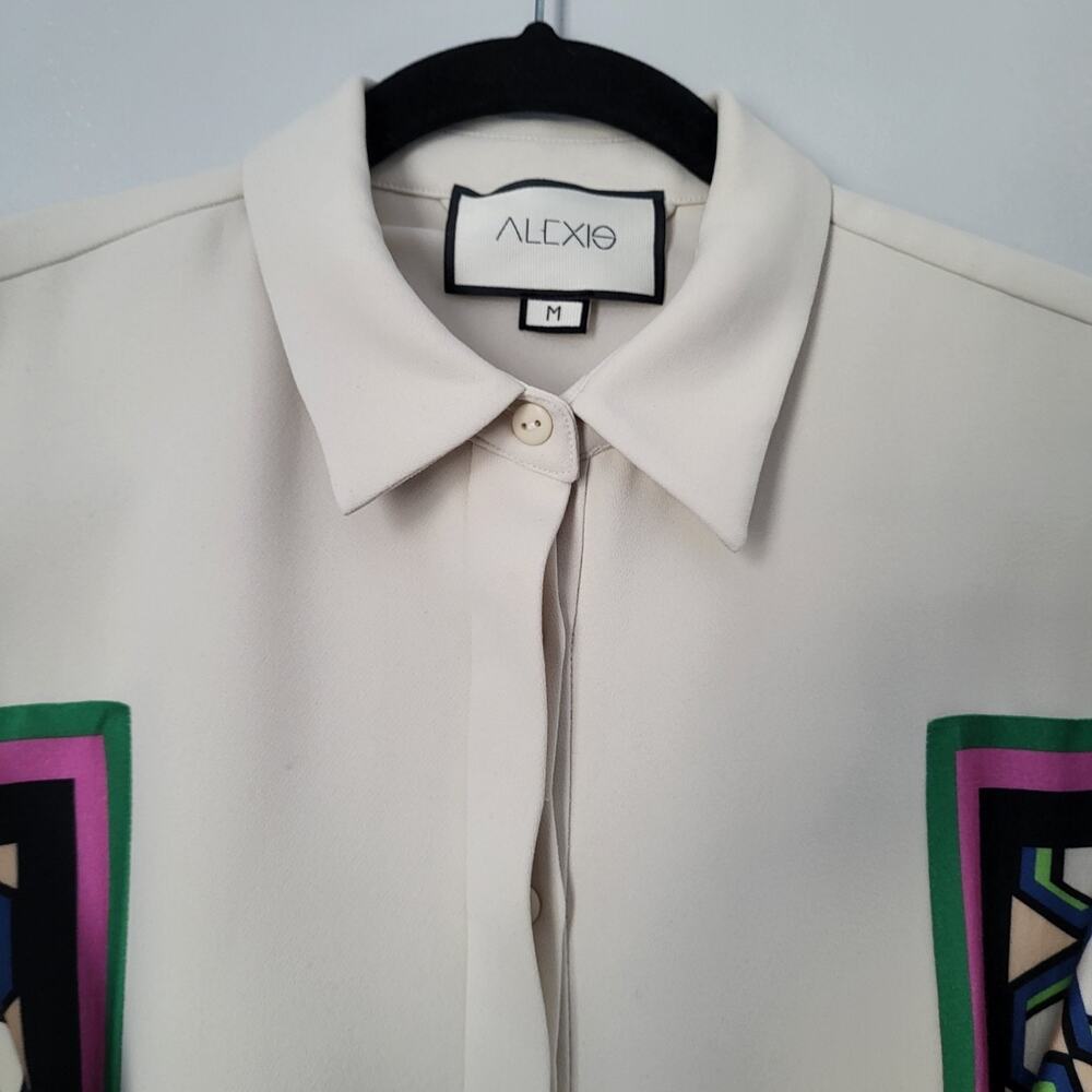 Alexis Stellar Long-Sleeve Shirt Mini Dress Belted Striped Sz M Cocktail Party - Picture 4 of 14